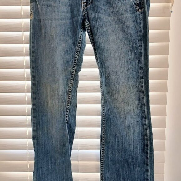 Adiktd Women’s Jeans Sz 4 W28 33x28 Bootcut Med Wash Embroidered Pockets Stretch - Picture 9 of 9